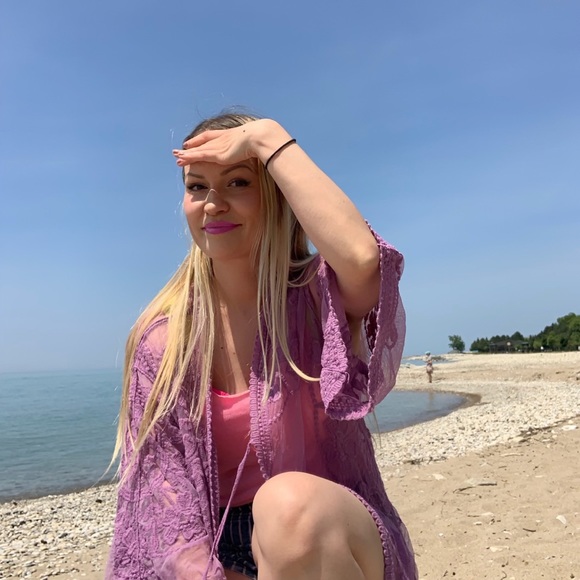 Lavender purple bathing suit coverup - Picture 3 of 11